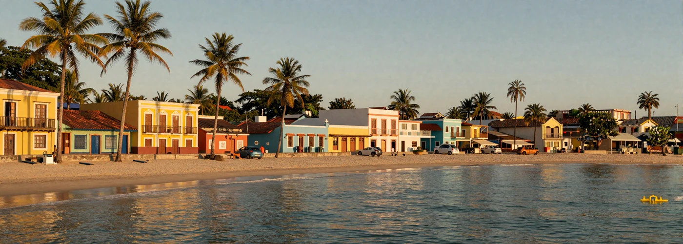 Beautiful Latin American coastal town at golden hour, a romantic destination for finding a wife