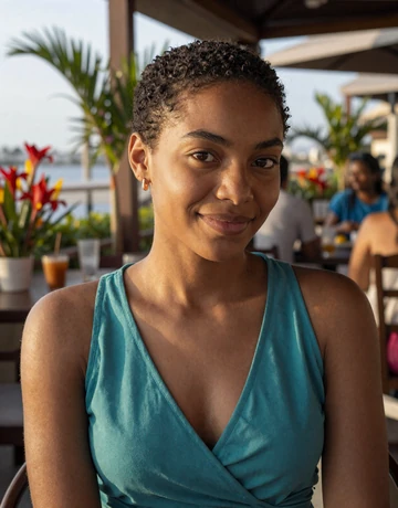 Rachelle, 25, young Haitian woman dating from Port-au-Prince in teal dress
