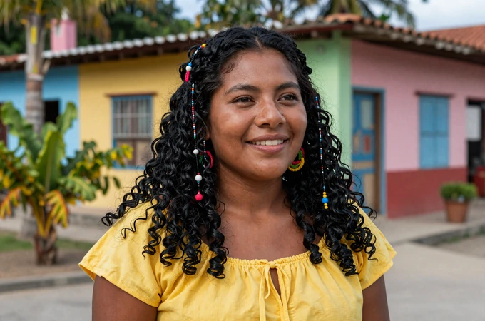 Garifuna Honduran woman in a Caribbean coastal village near La Ceiba, showcasing the cultural diversity of Honduran dating