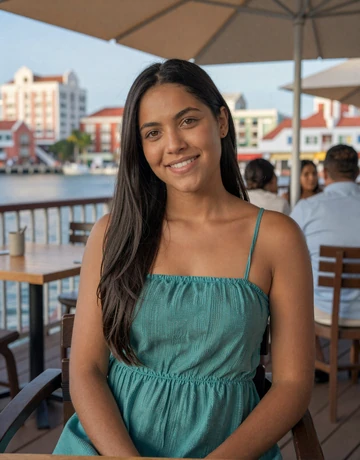 Xiomara, 25, Curaçao woman dating profile at an outdoor cafe in Willemstad Punda