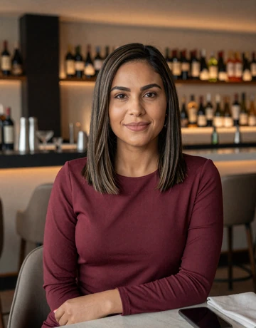 Stephanie, 34, sophisticated Panamanian professional from Panama City at an elegant wine bar