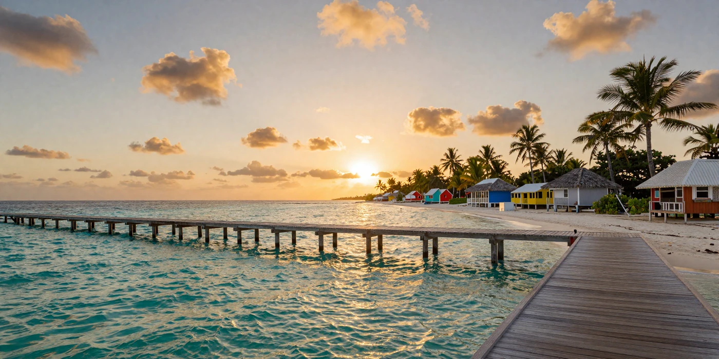 Stunning turquoise Caribbean waters and tropical pier on Ambergris Caye Belize, a romantic setting for Belizean women dating